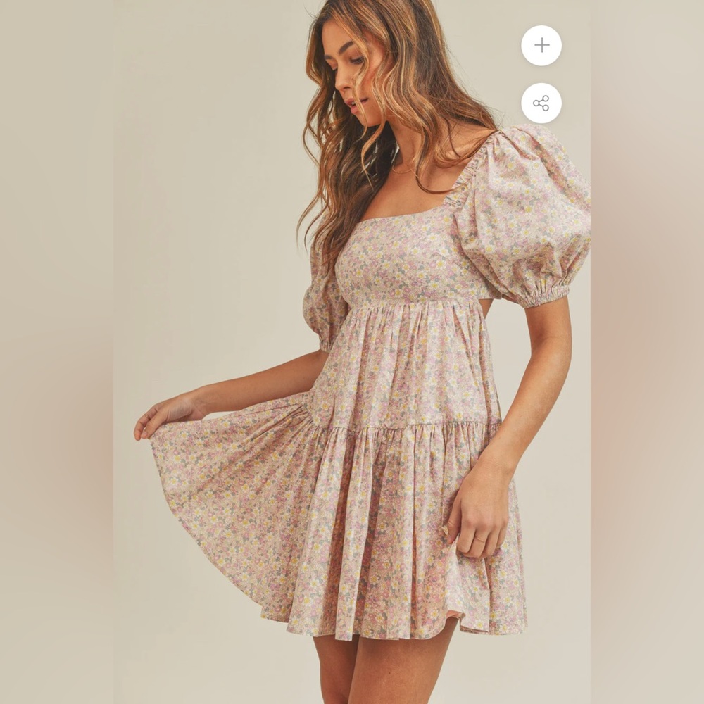 Pink floral baby doll dress, size S